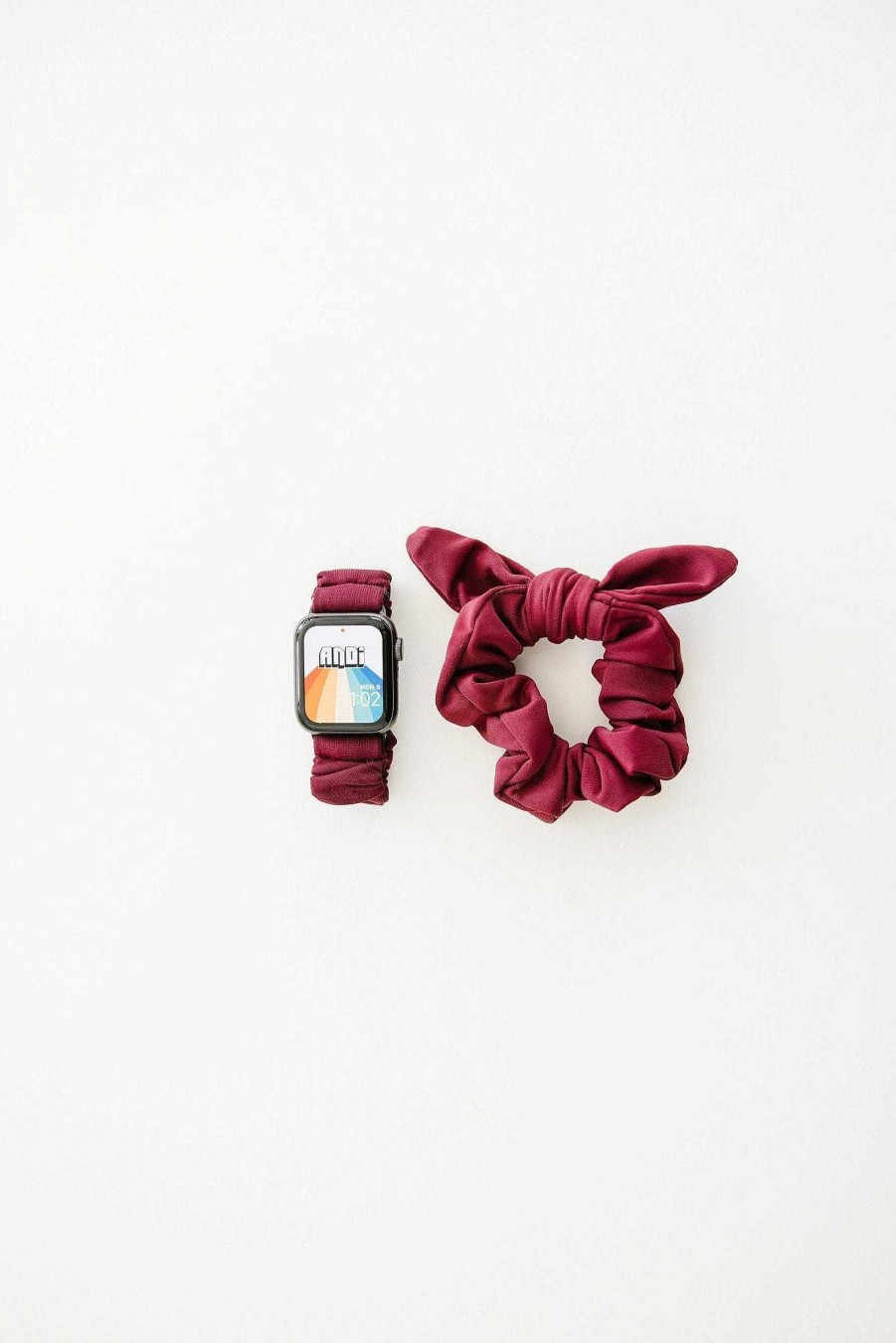 Watch Bands ANDI | Maroon Athletic Scrunchie Band Compatible With Apple Watch