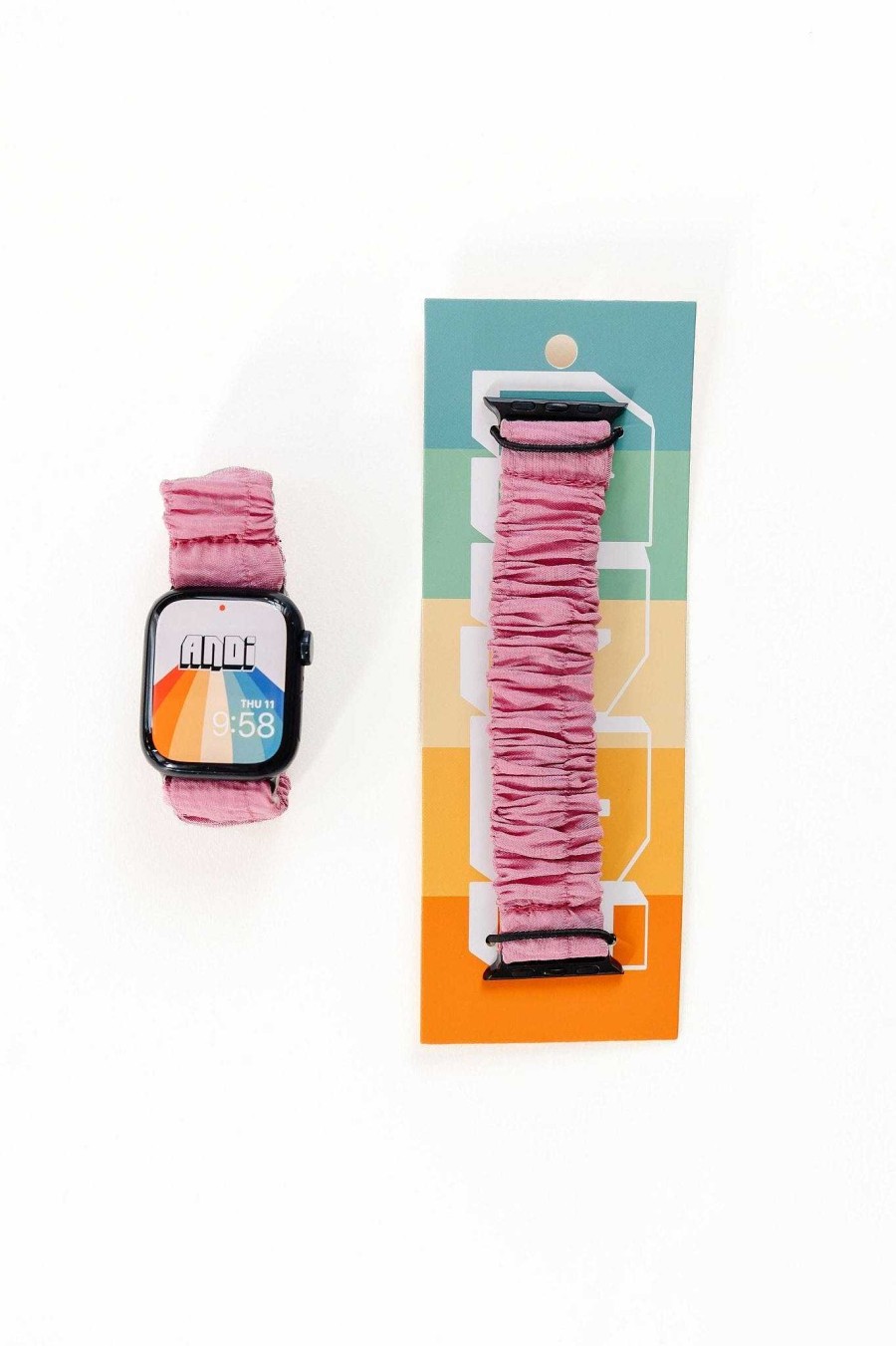 Watch Bands ANDI | Rouge Pink Scrunchie Watch Band For Fitbit Versa