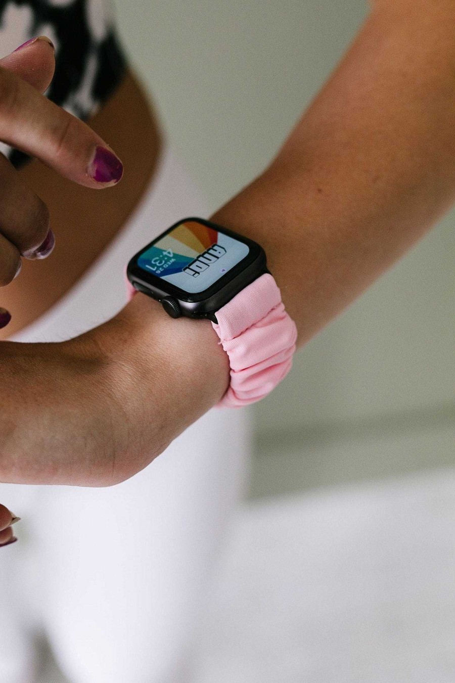 Watch Bands ANDI | Pink Lemonade Athletic Scrunchie Band Compatible With Apple Watch