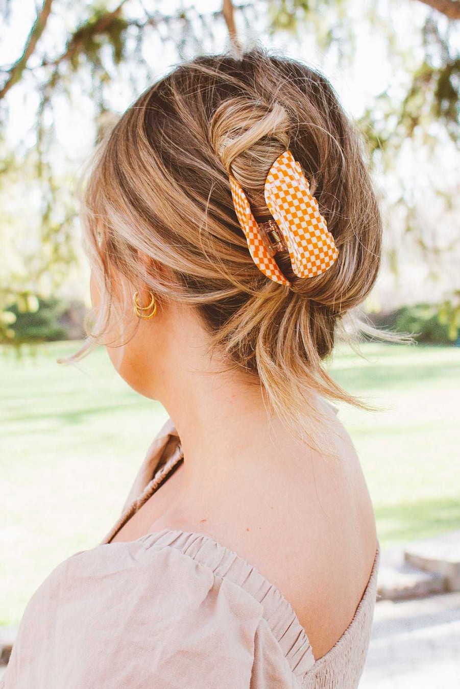 Claw Clips ANDI | Orange Checkered Claw Clip