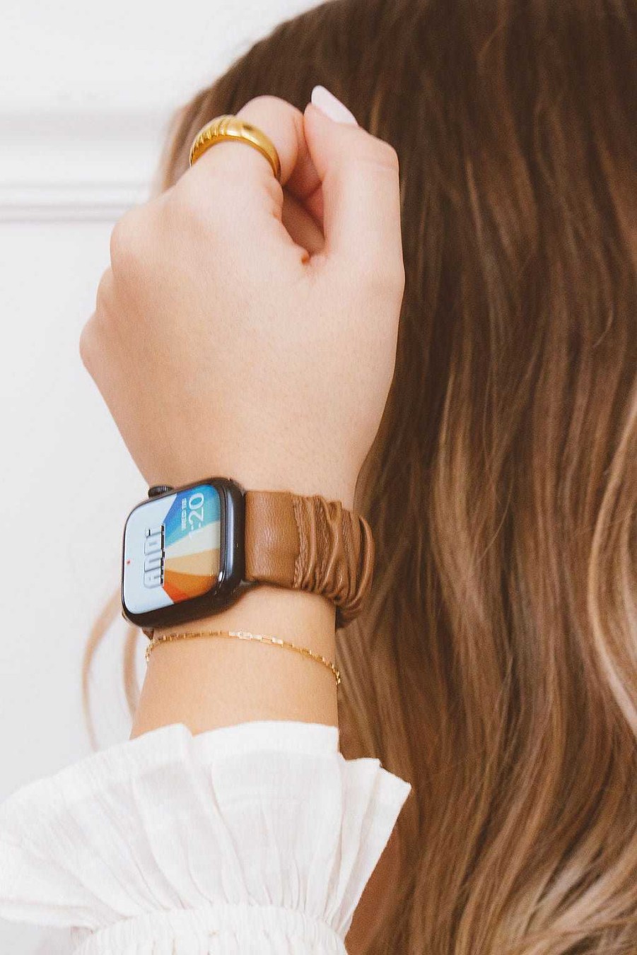 Watch Bands ANDI | Brown Leather Scrunchie Band Compatible With Apple Watch