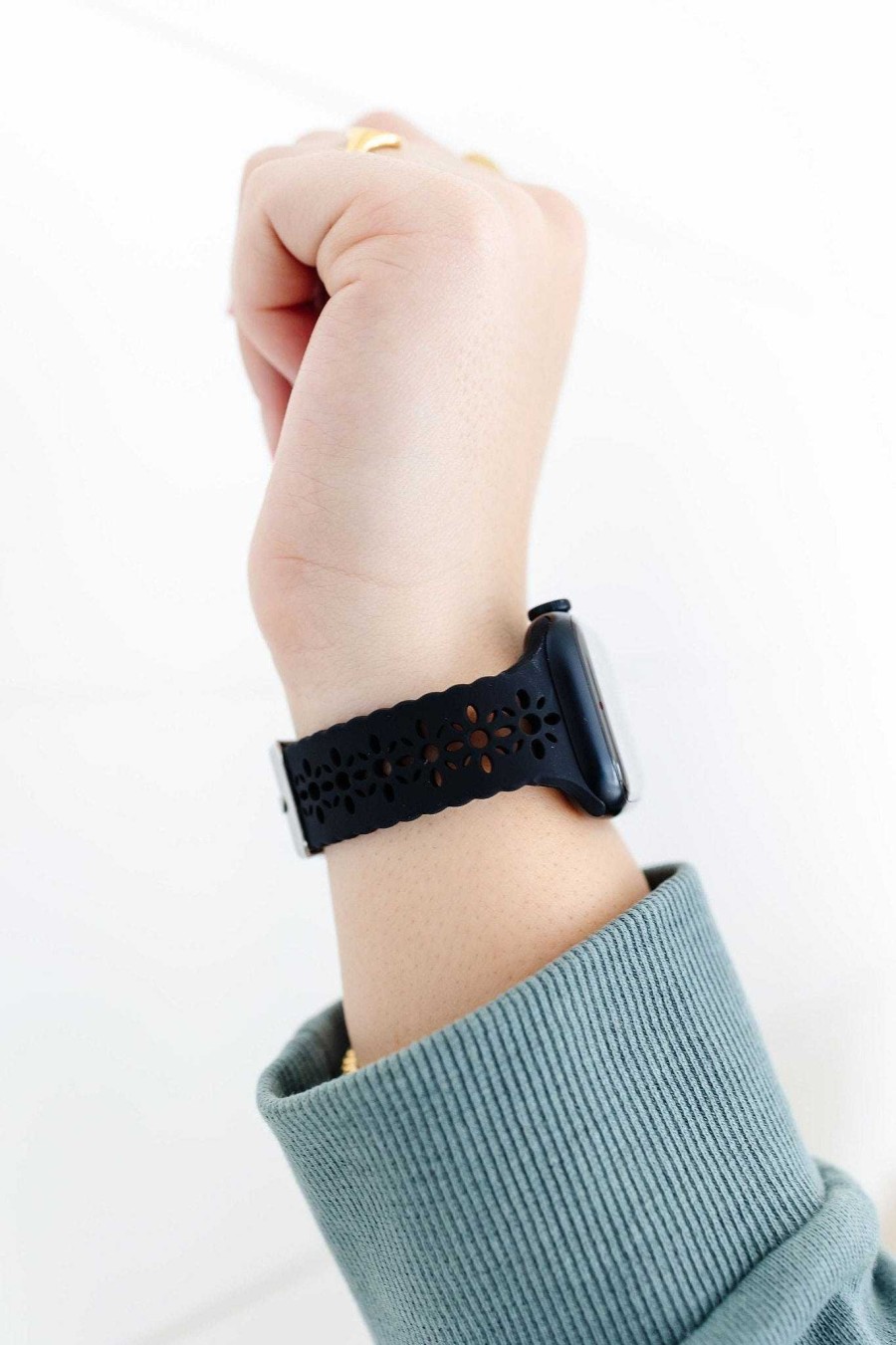 Watch Bands ANDI | Samsung Black Floral Silicone Watch Band