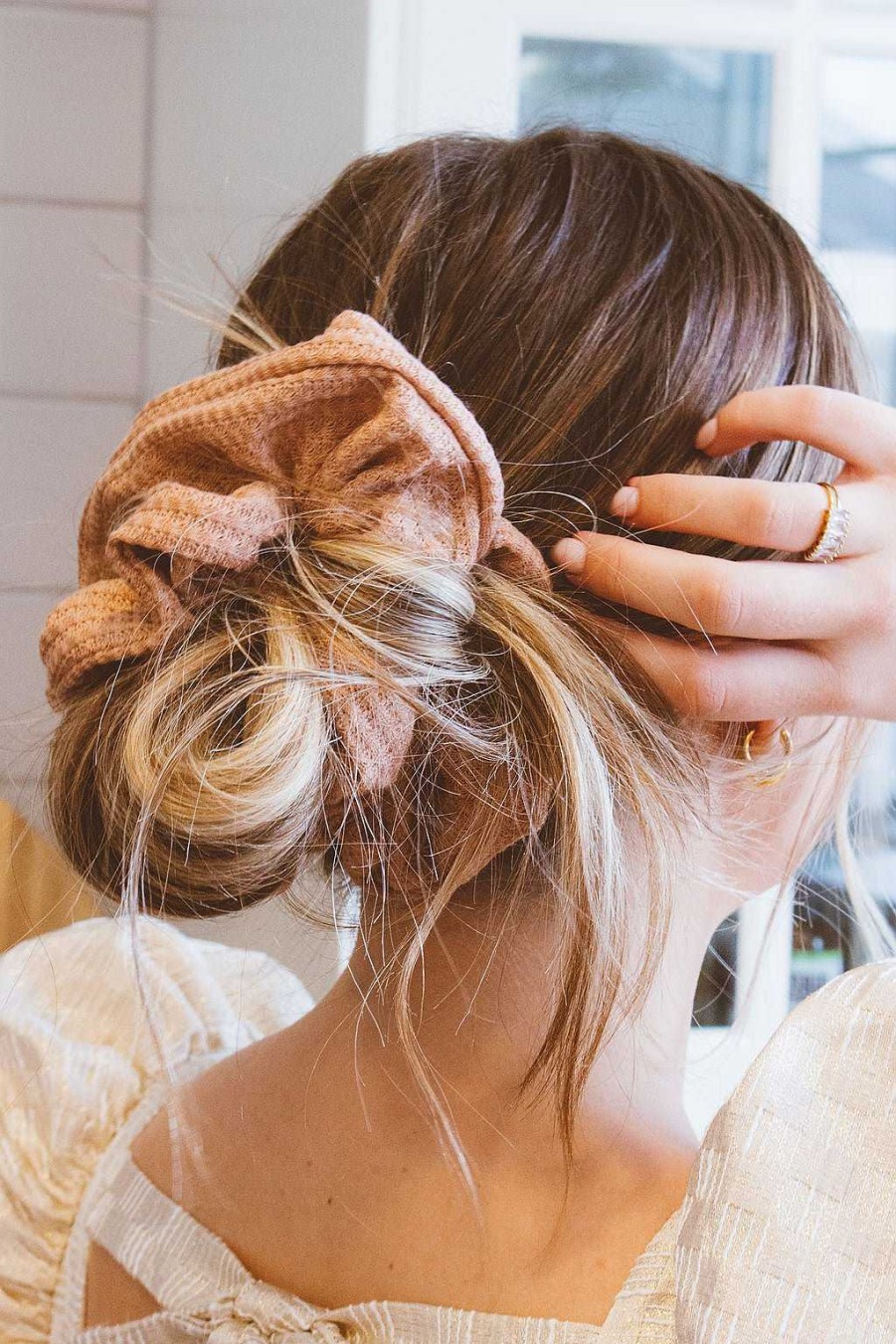 All Hair ANDI | Blush Waffle Knit Jumbo Scrunchie