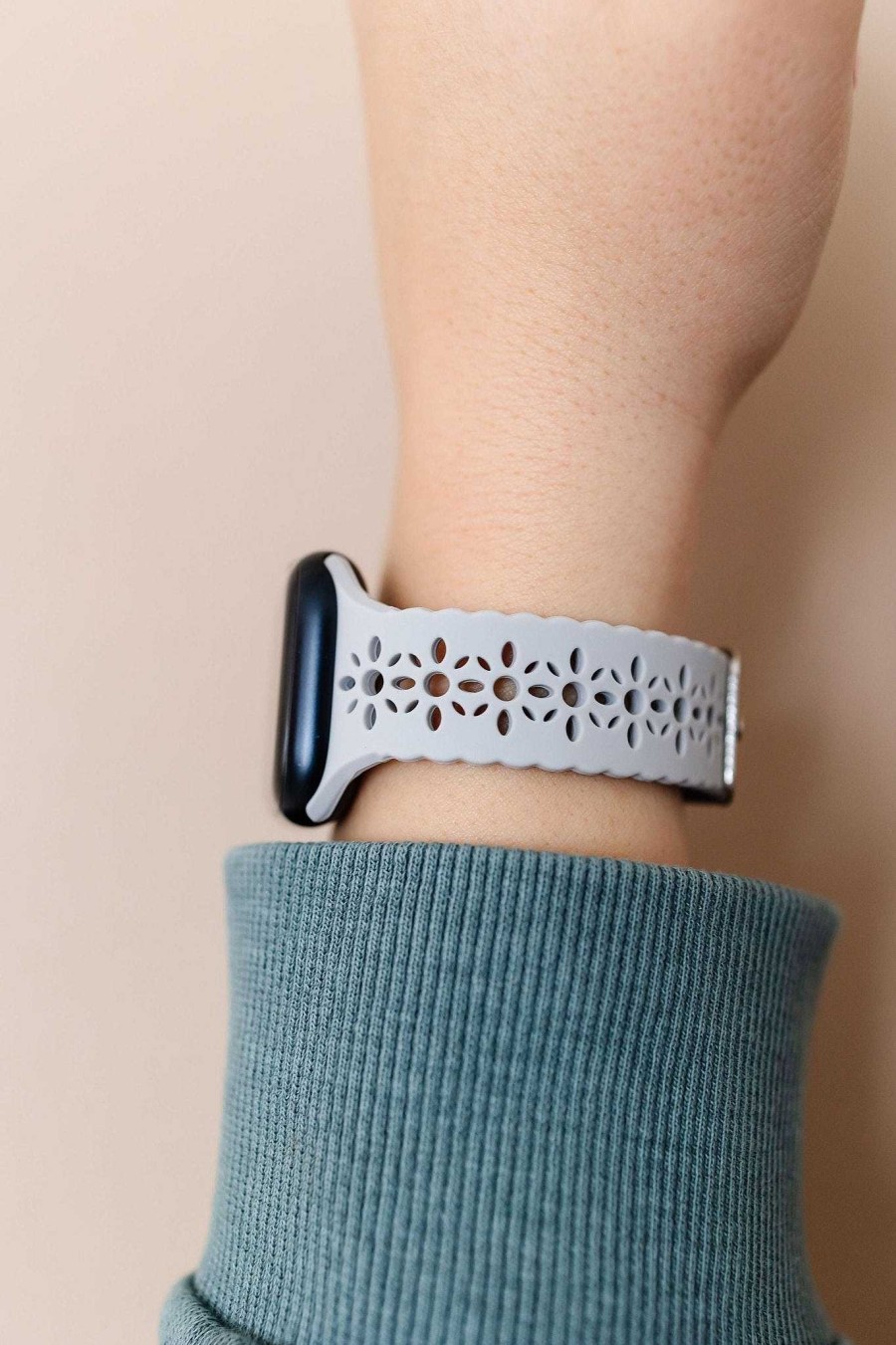 Watch Bands ANDI | Cloudy Gray Floral Silicone Watch Band