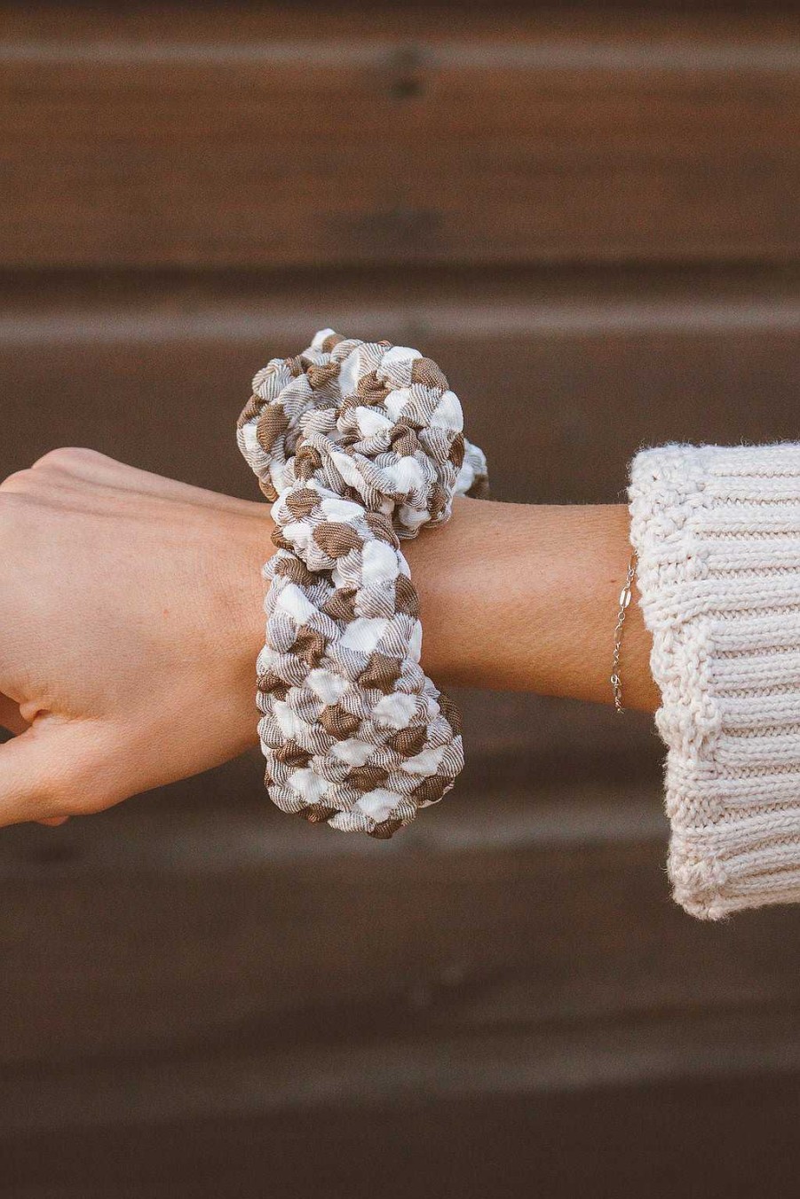 All Hair ANDI | Brown Checkered Oversized Scrunchie