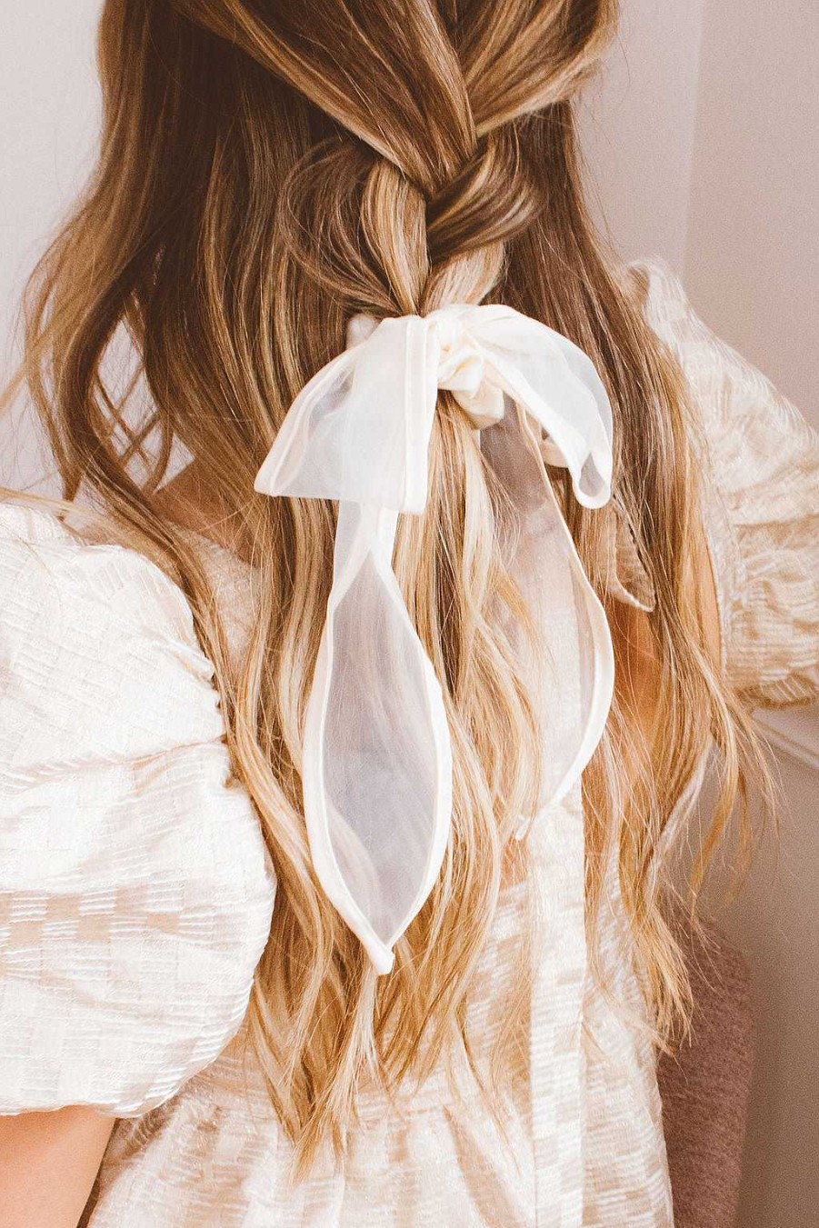 All Hair ANDI | Xoxo Cream Long Bow Scrunchie