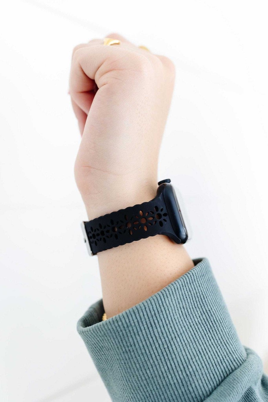 Watch Bands ANDI | Black Floral Silicone Watch Band