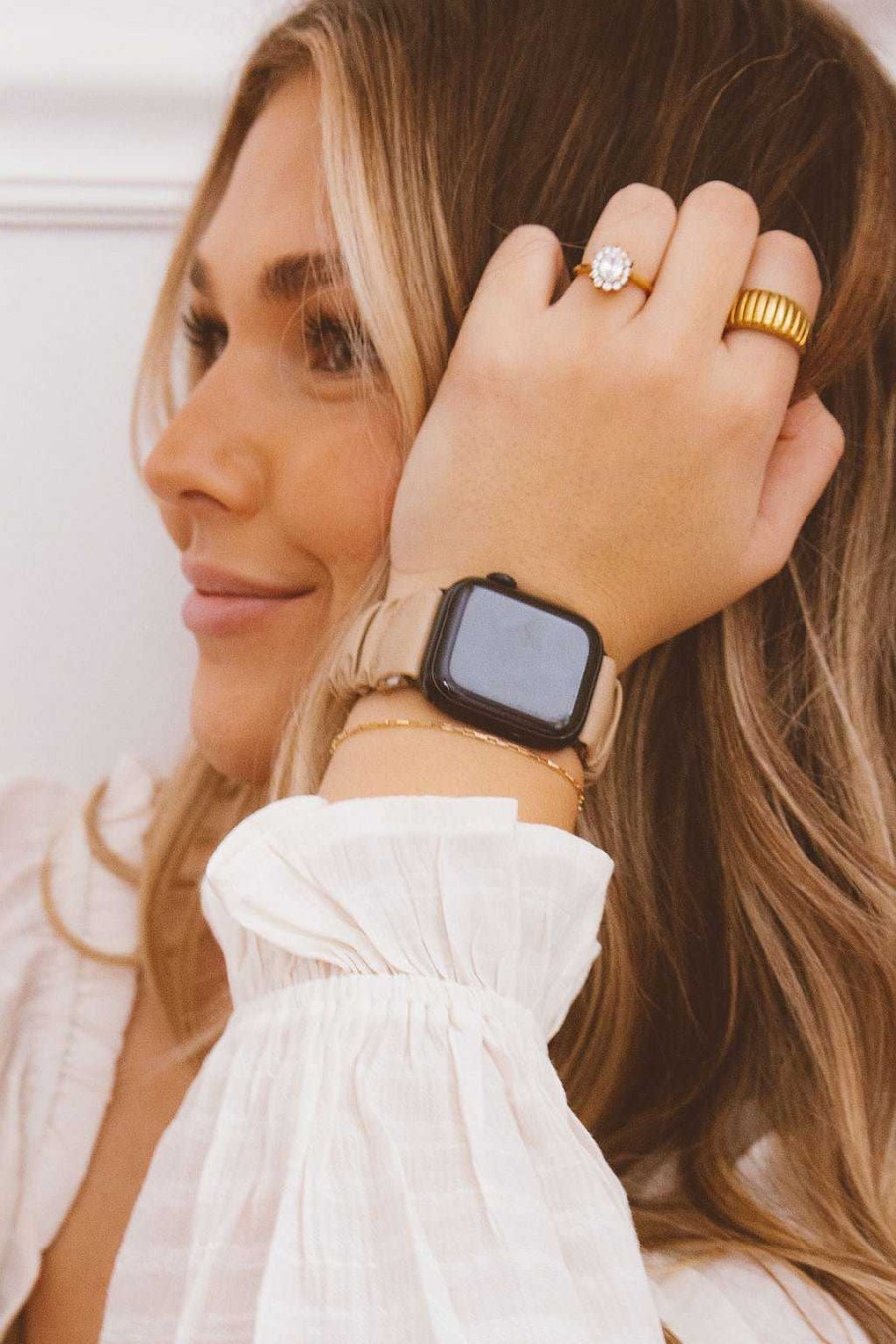 Watch Bands ANDI | Light Tan Leather Scrunchie Band Compatible With Apple Watch