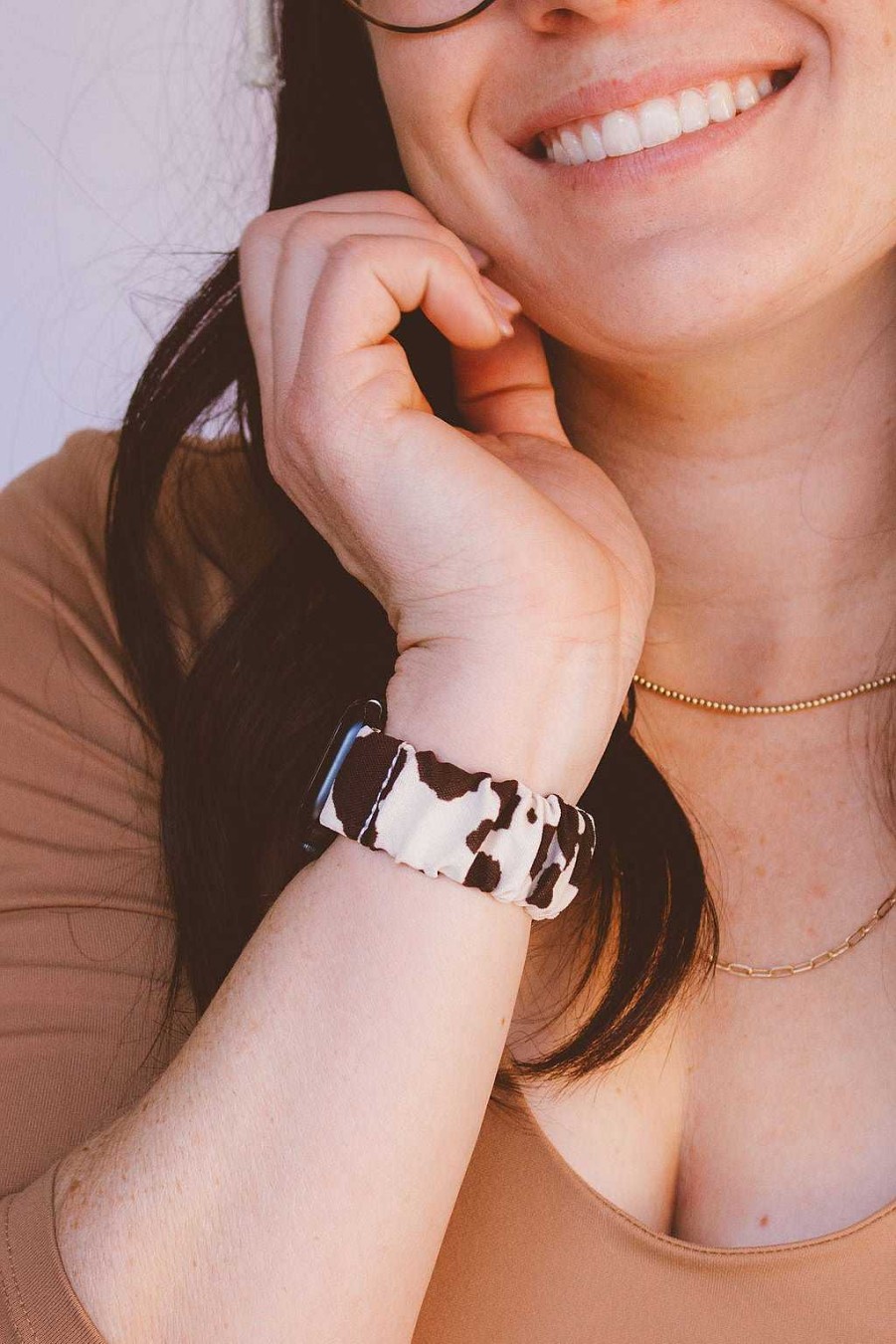 Watch Bands ANDI | Cowhide Chic Scrunchie Band Compatible With Apple Watch