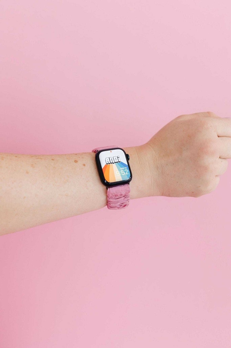 Watch Bands ANDI | Rouge Pink Scrunchie Watch Band For Fitbit Versa