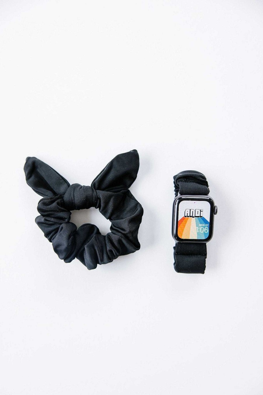 Watch Bands ANDI | Black Athletic Scrunchie Band Compatible With Apple Watch