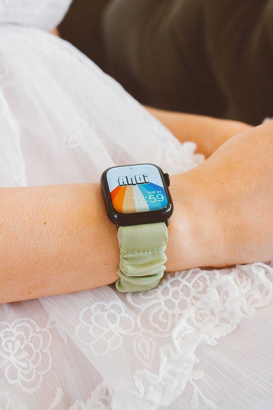 Watch Bands ANDI | Tea Green Scrunchie Band Compatible With Apple Watch