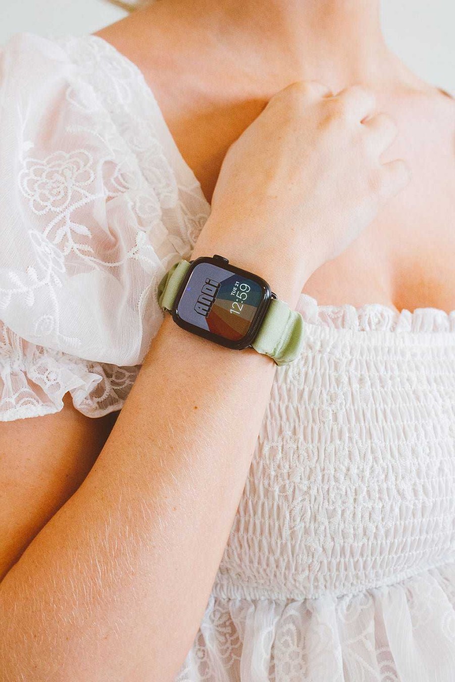 Watch Bands ANDI | Tea Green Scrunchie Band Compatible With Apple Watch