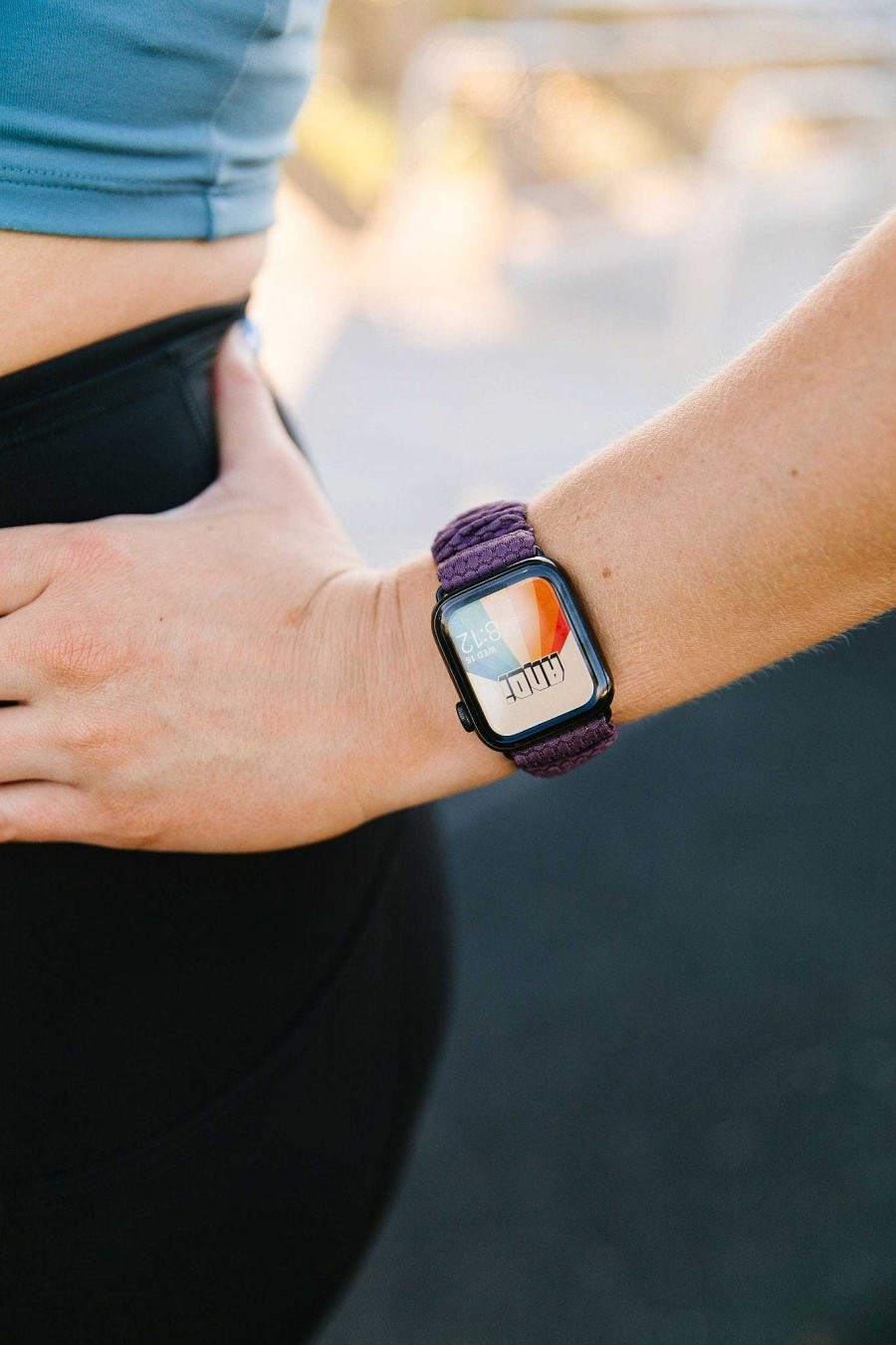 Watch Bands ANDI | Plum Hexagon Athletic Scrunchie Band Compatible With Apple Watch