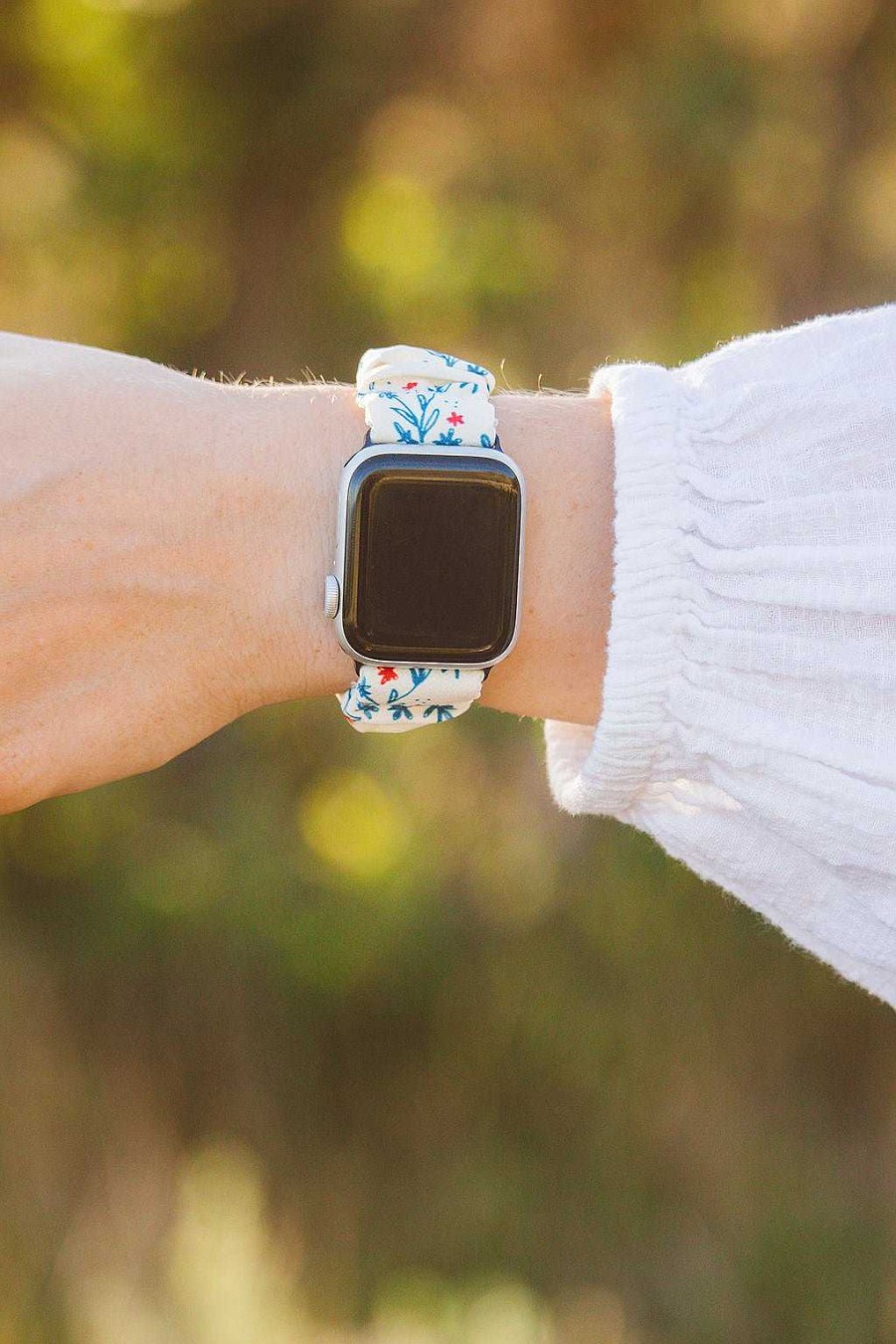 Watch Bands ANDI | Festive Floral Scrunchie Band Compatible With Apple Watch