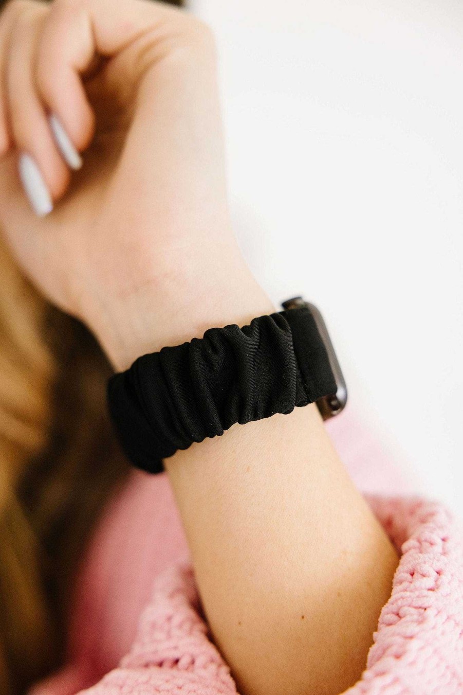 Watch Bands ANDI | Black Athletic Scrunchie Watch Band For Fitbit Versa