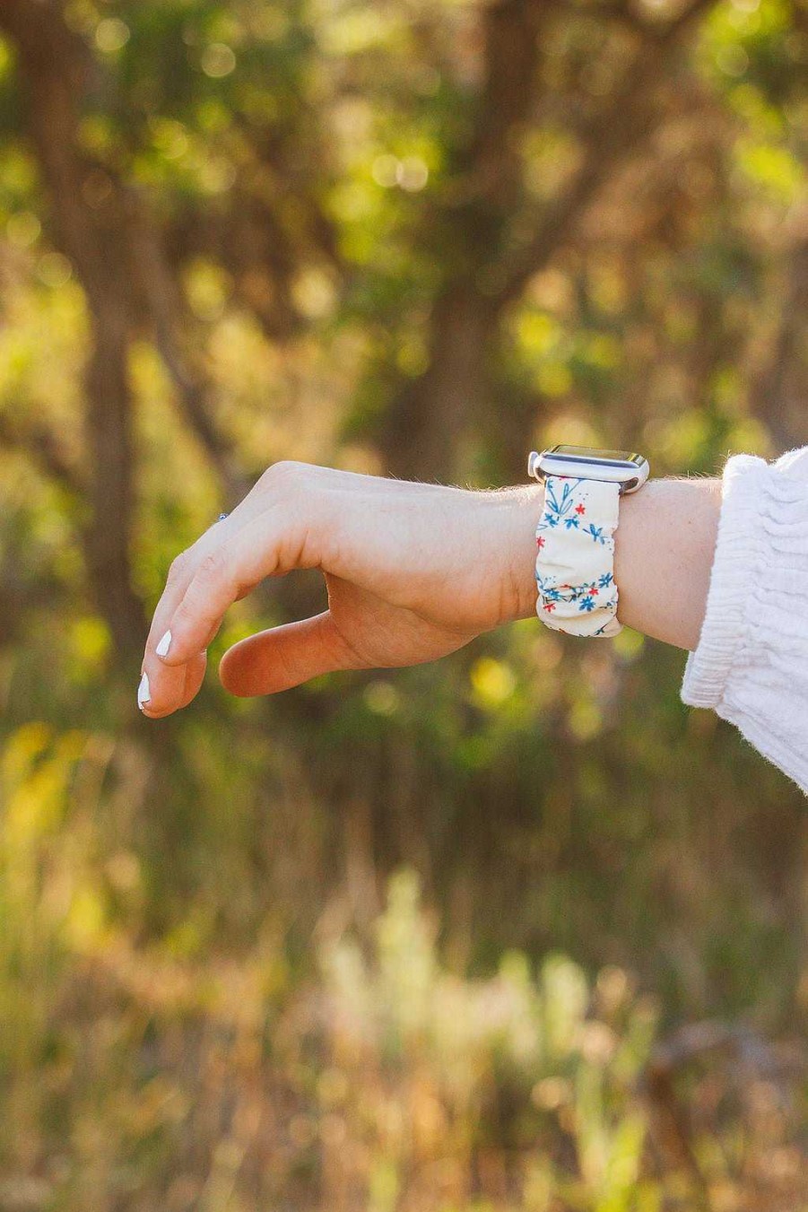 Watch Bands ANDI | Festive Floral Scrunchie Band Compatible With Apple Watch